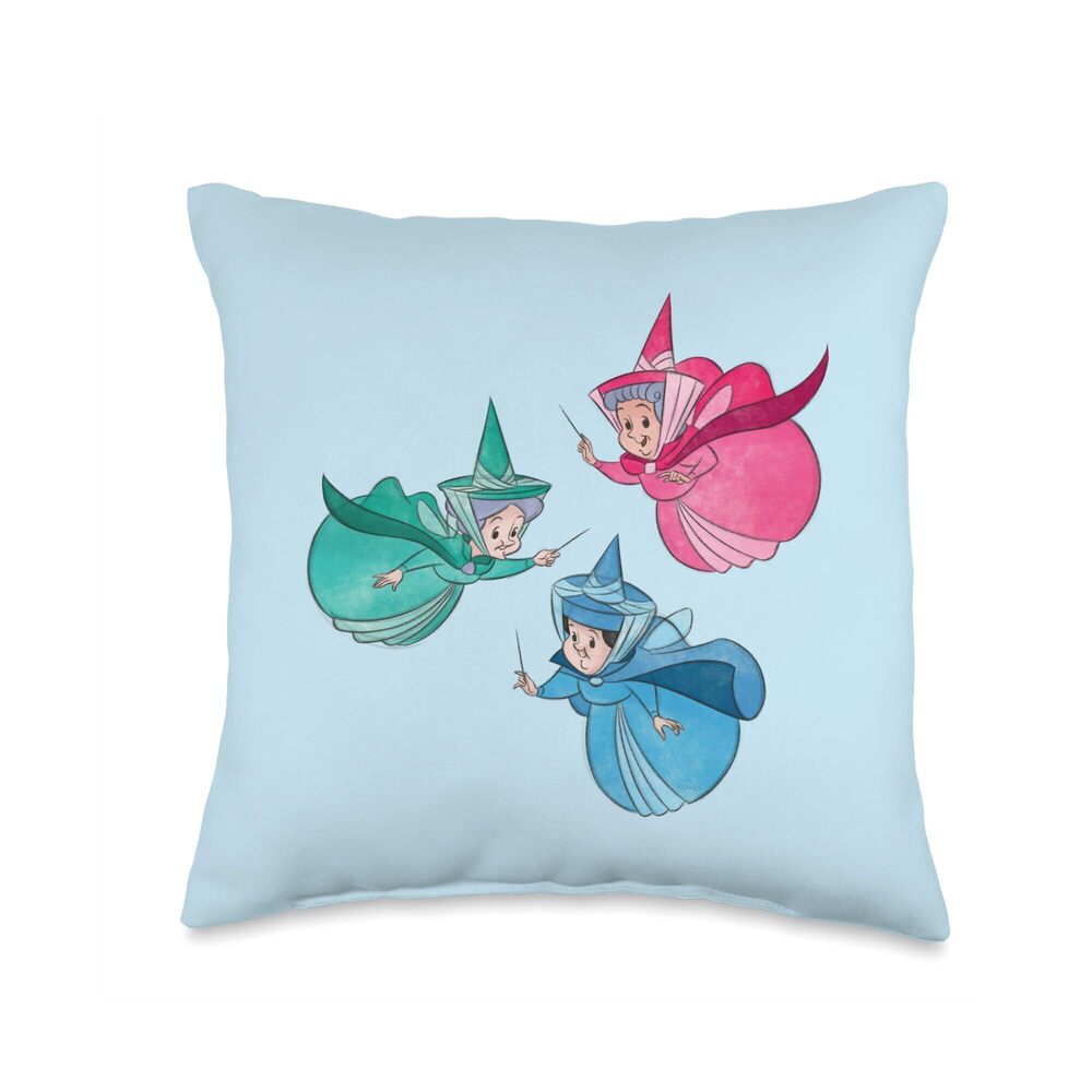 3221 Sleeping Beauty Good Fairies Flora Fauna Merryweather Throw Pillow